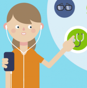 Illustration of person holding mobile phone